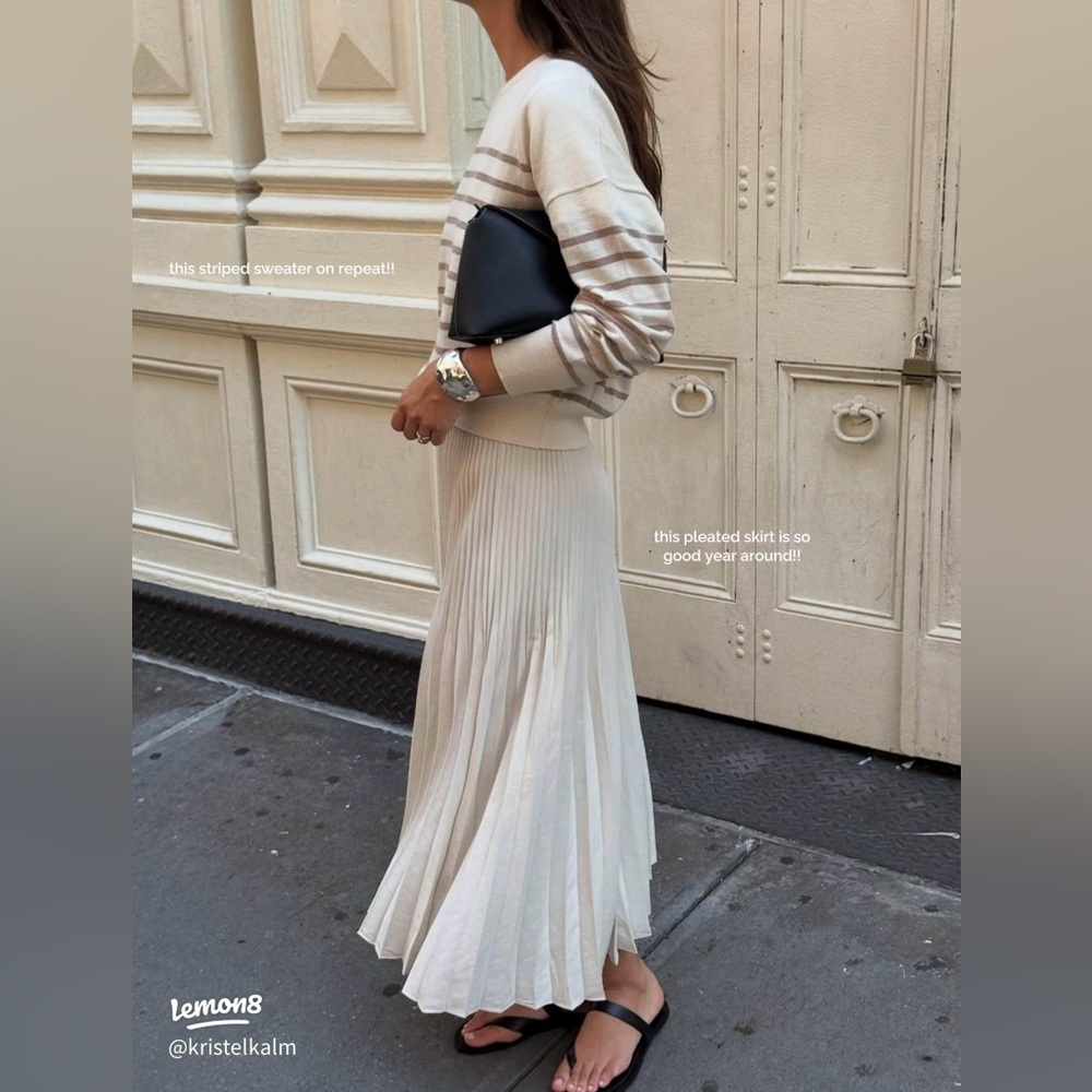 Jenni kayne pleated skirt ivory Maxi Cream